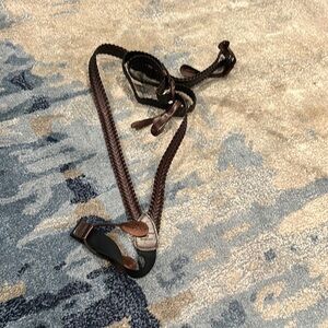 Elegant Brown bonded Leather Braided Suspenders for Men